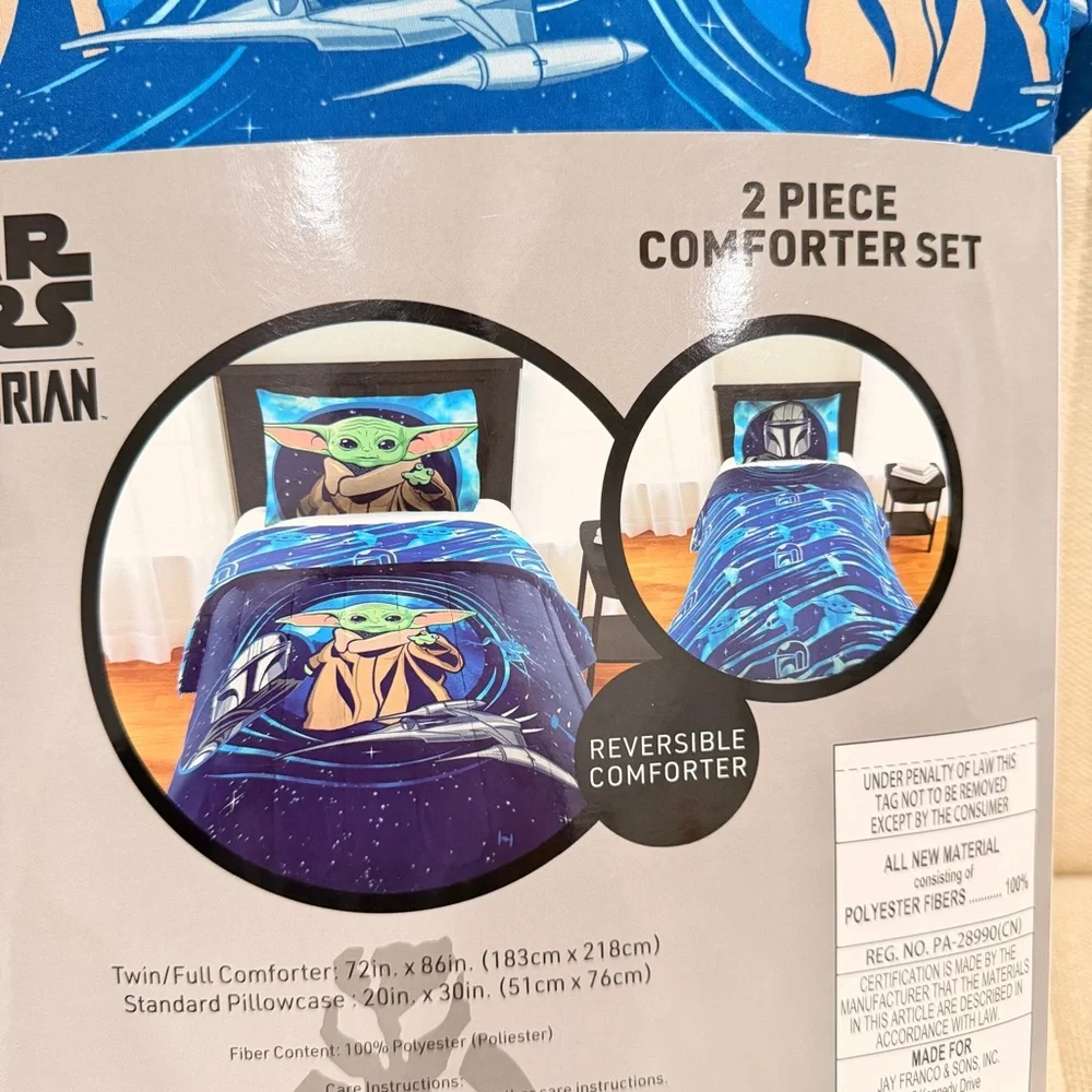 NEW Star Wars The Mandalorian Grogu 2 Piece Reversible‎ Comforter Set Twin Full
